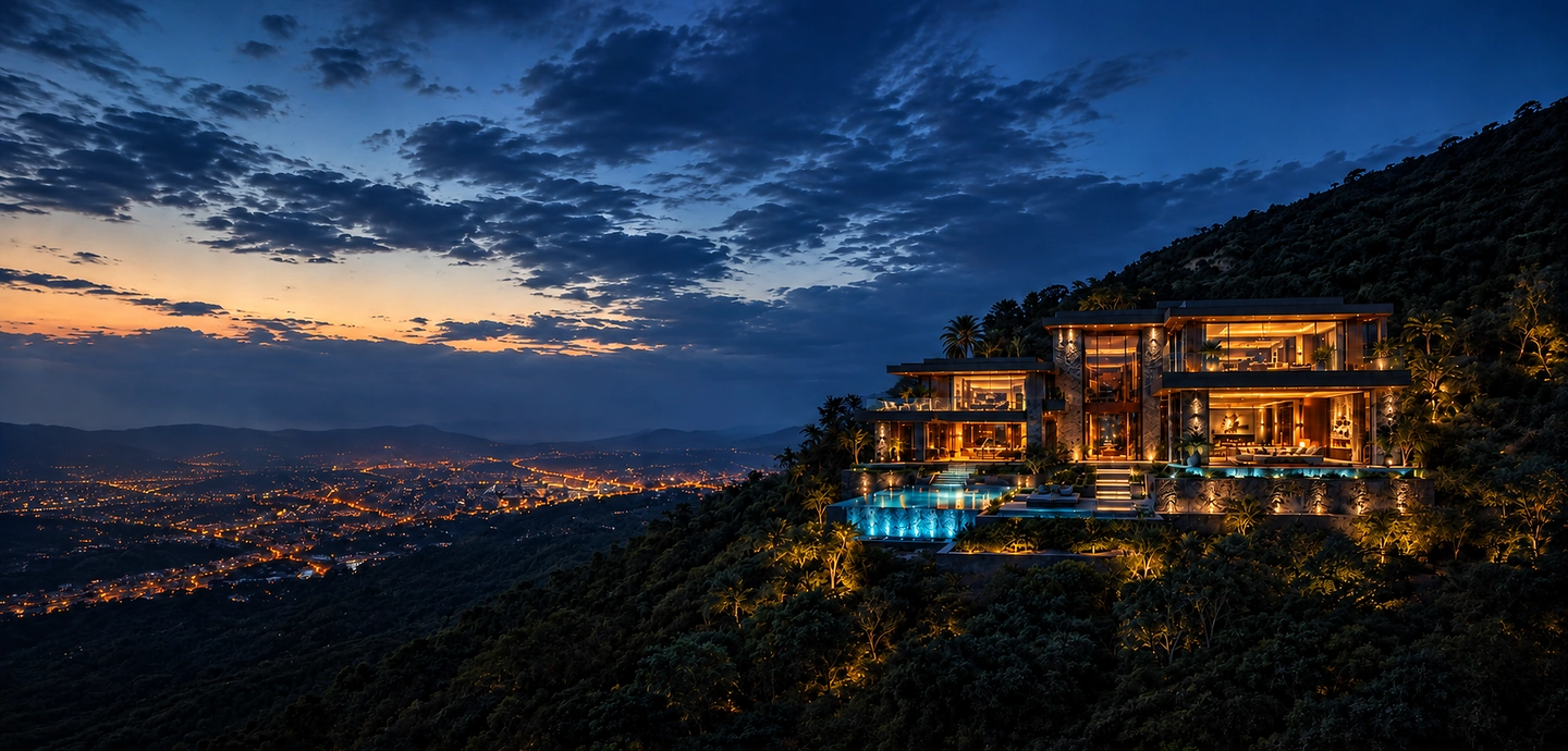Hospitality setting at dusk